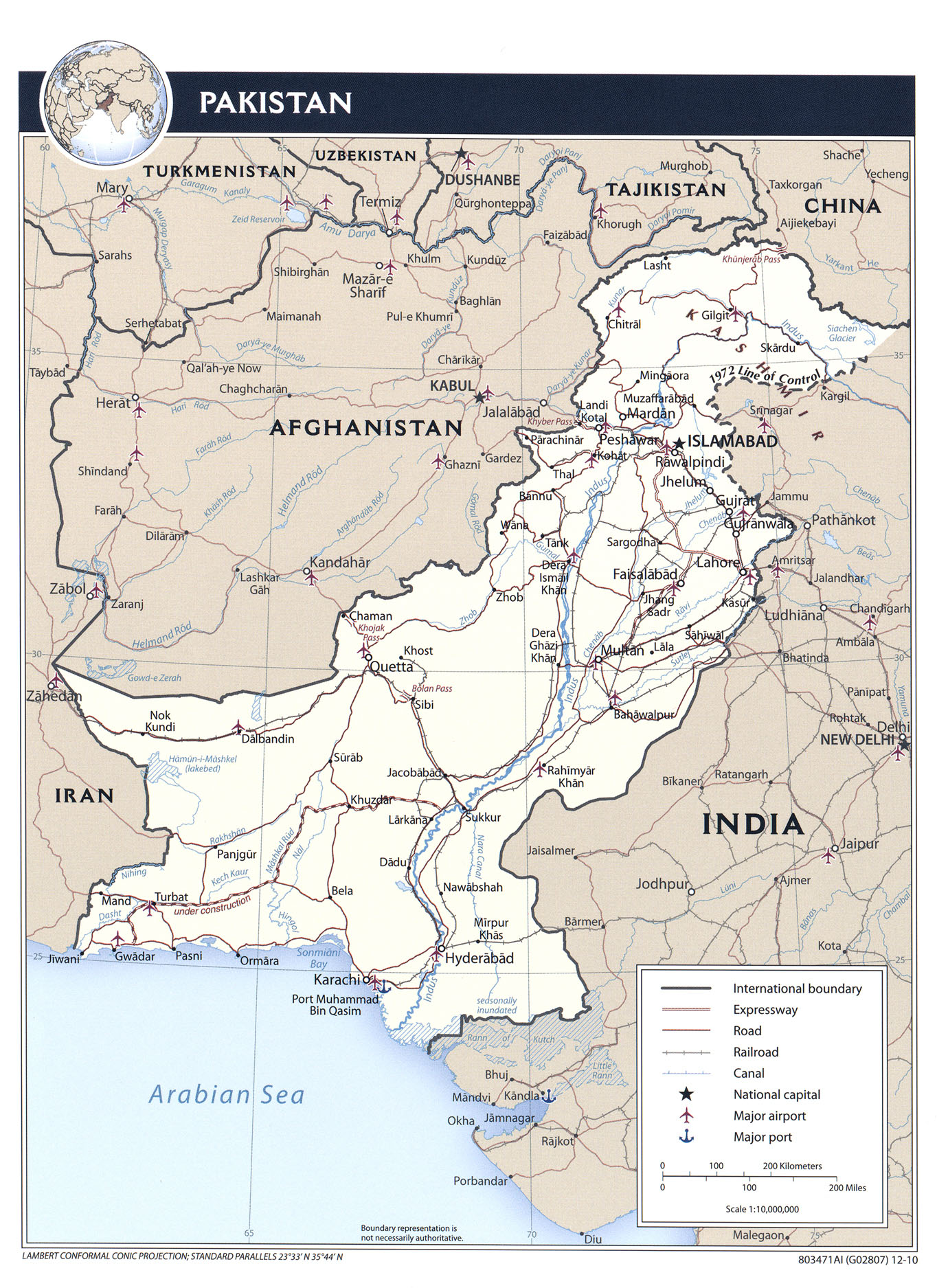 Carte géopolitique du Pakistan